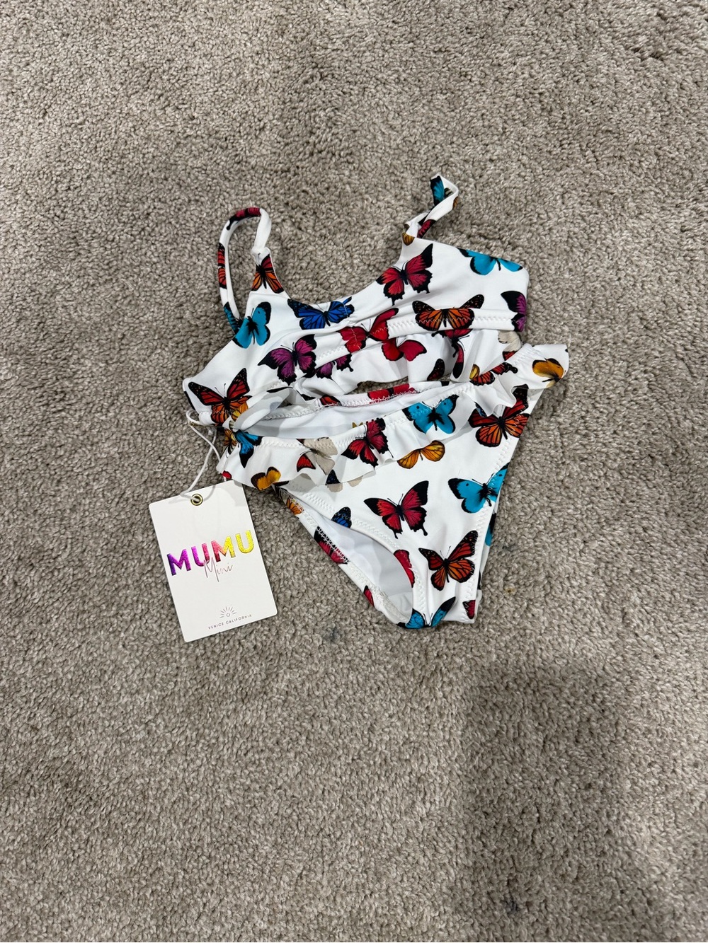 Show Me Your MuMu White Kids two piece with Multicolor Butterflies